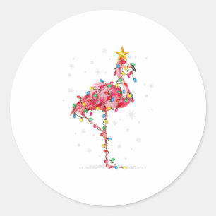 Flamingo Reinder Hat Weihnachten L Runder Aufkleber