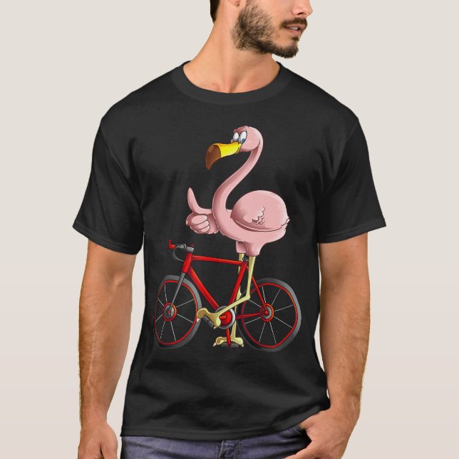 Flamingo Reiten a Bicycle Cool Biker T-Shirt (Vorderseite)