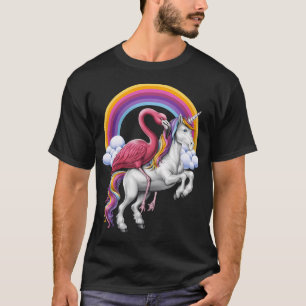 Flamingo reitendes Einhorn T-Shirt