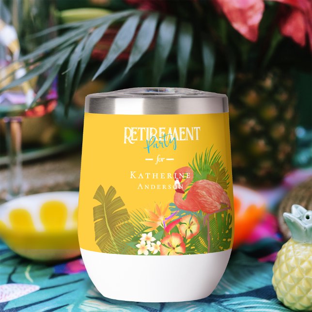 Flamingo-Rentner Gelb Orange  (Flamingo Retirement Yellow Orange Thermal Wine Tumble)