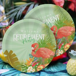 Flamingo Retirement Green Pappteller