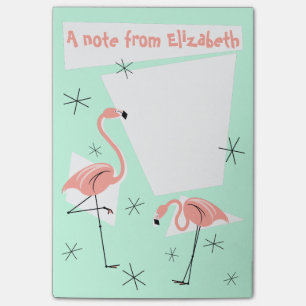 Flamingo-Retro grüne Textanmerkungsvertikale Post-it Klebezettel