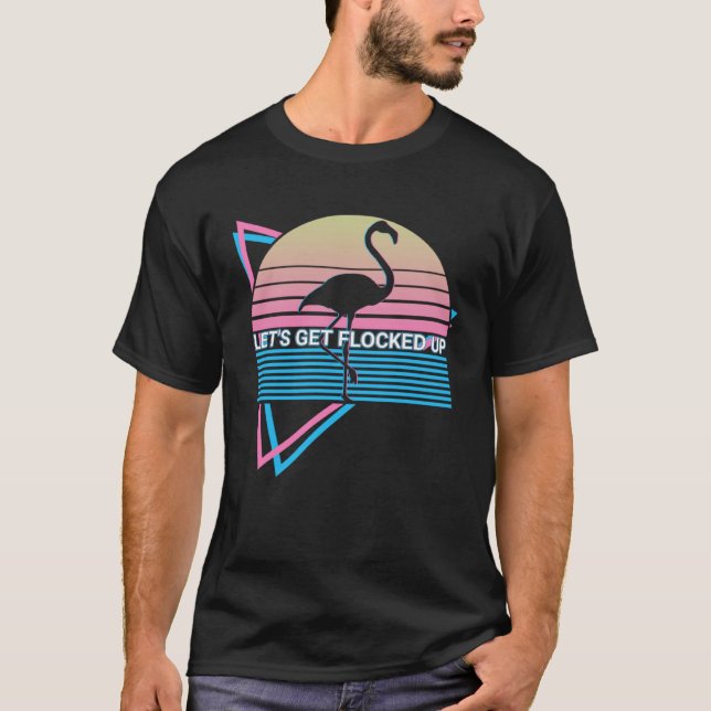Flamingo Retro, lasst uns den Pullover Hoodi versc (Vorderseite)