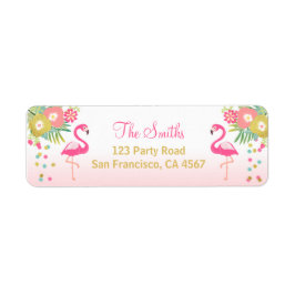 Flamingo Return Address Label Tropical Aloha Luau