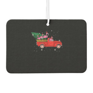 Flamingo Riding Red Truck Xmas Weihnachtsmannmütze Autolufterfrischer