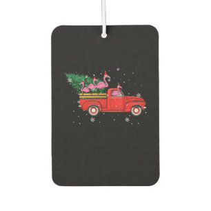 Flamingo Riding Red Truck Xmas Weihnachtsmannmütze Autolufterfrischer