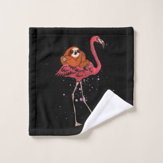 Flamingo Riding Sloth Animal Lover Gift Flamingo Waschlappen