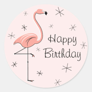 Flamingo-rosa alles Gute zum Geburtstagaufkleber Runder Aufkleber