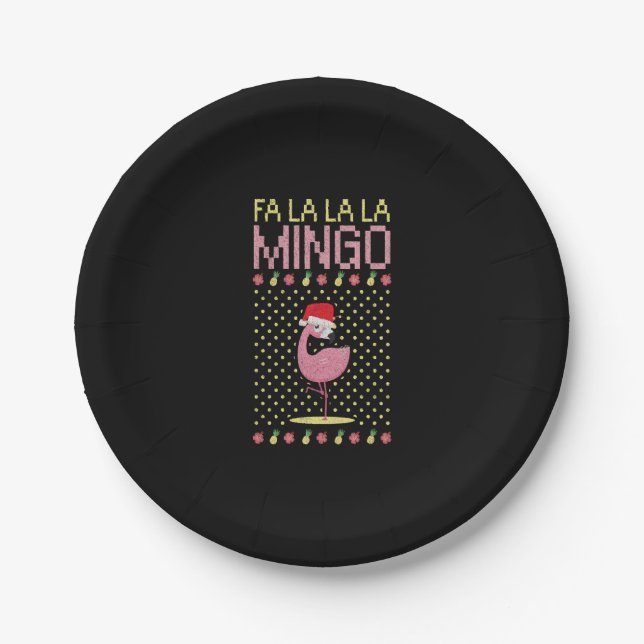Flamingo rosa bestechen Weihnachten Pappteller (Vorderseite)
