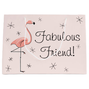 Flamingo-rosa "fabelhafter Freund!" Geschenktasche Große Geschenktüte