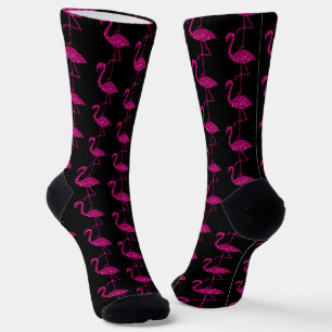 Flamingo Rosa falscher Glitter funkelt Muster schw Socken