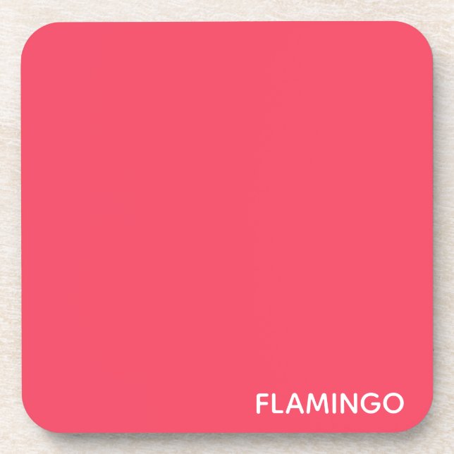 Flamingo rosa Farbname Getränkeuntersetzer (Vorderseite)