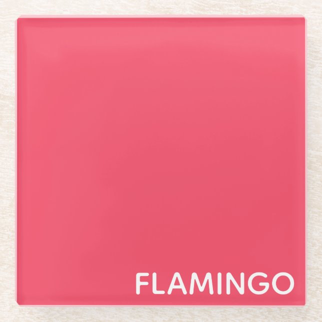 Flamingo rosa Farbname Glasuntersetzer (Vorderseite)