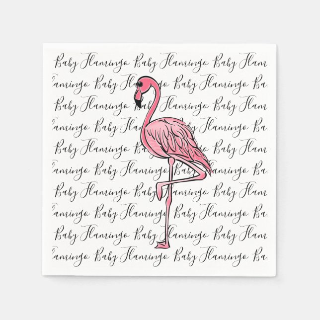 Flamingo | Rosa Flamingo, rosa tropischer Vogel Serviette (Vorderseite)