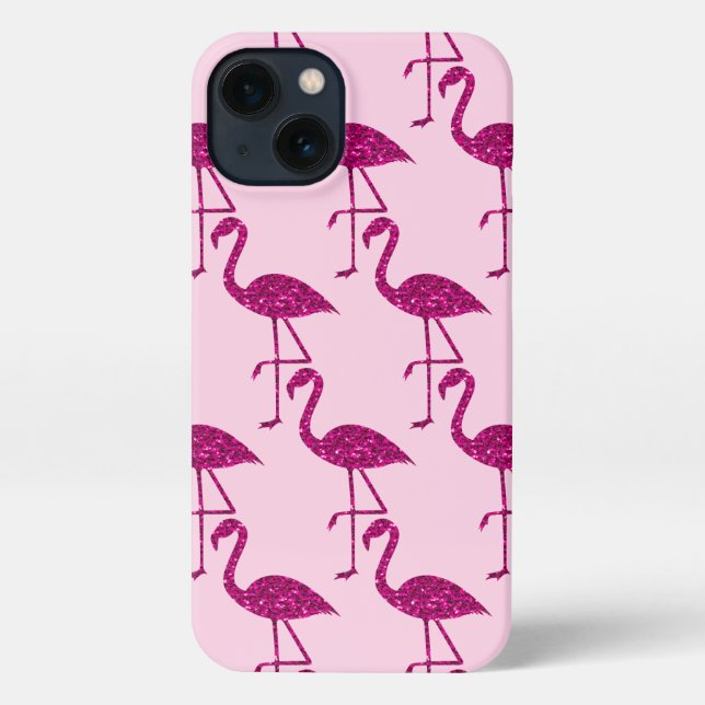Flamingo rosa Glitzer Glitzern Muster iPhone Hülle (Rückseite)