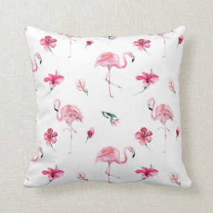 Flamingo Rosa & Hibiskus Tropischer Sommer Glamour Kissen