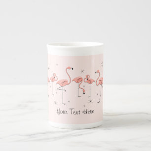 Flamingo-rosa Linie Textknochen-China-Tasse Prozellantasse