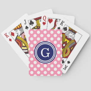 Flamingo Rosa Navy Blau Weiße Punkte 1IR Spielkarten