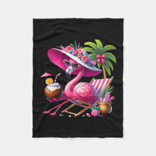 Flamingo Rosa Palmenbaum Tropischer Strand Sommerf Fleecedecke