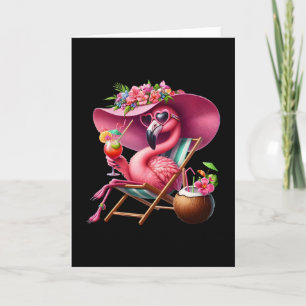 Flamingo Rosa Palmenbaum Tropischer Strand Sommerf Karte