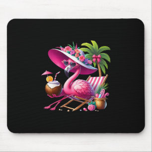 Flamingo Rosa Palmenbaum Tropischer Strand Sommerf Mousepad