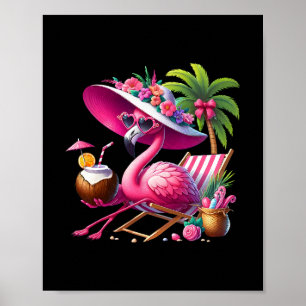 Flamingo Rosa Palmenbaum Tropischer Strand Sommerf Poster