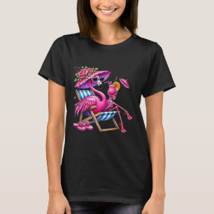 Flamingo Rosa Palmenbaum Tropischer Strand Sommerf T-Shirt