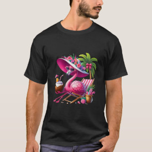 Flamingo Rosa Palmenbaum Tropischer Strand Sommerf T-Shirt