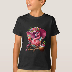 Flamingo Rosa Palmenbaum Tropischer Strand Sommerf T-Shirt