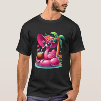Flamingo Rosa Palmenbaum Tropischer Strand Sommerf T-Shirt