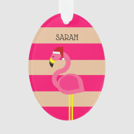 Flamingo Rosa Streifen Tropisches Weihnachtsfest Ornament