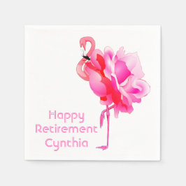 Flamingo Rose Custom Happy Retirement Party Serviette