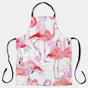 Flamingo Rose: Wasserfarbe Vogel Floral Schürze