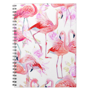 Flamingo Rose: Watercolor Bird Floral Notizblock