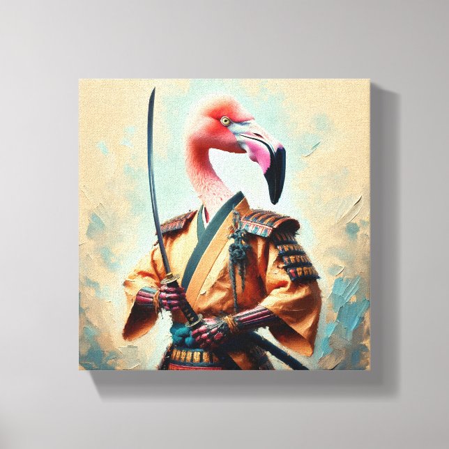 Flamingo Samurai Leinwanddruck (Vorderseite)