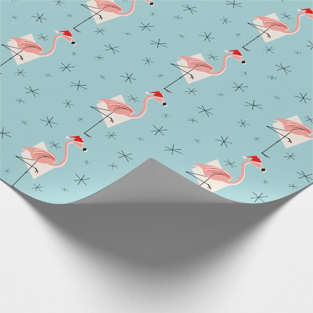 Flamingo-Sankt-Blau-Packpapier Geschenkpapier (Ecke)
