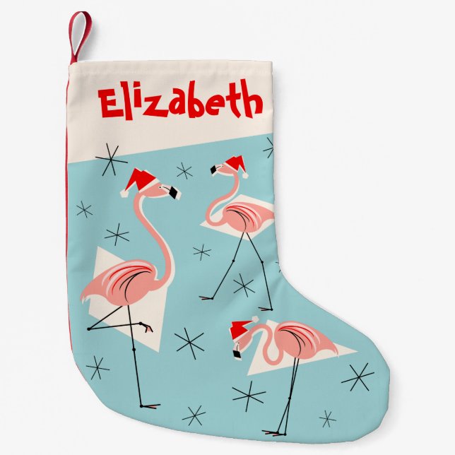 Flamingo-Sanktblauer NamensStrumpf Kleiner Weihnachtsstrumpf (Vorderseite)