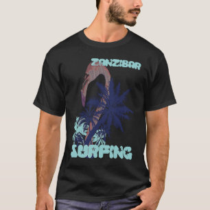 Flamingo Sansibar Surfen Palme Strand Ozean Va T-Shirt