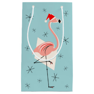 Flamingo Santa Blue Geschenktasche kleine Geschenktüte
