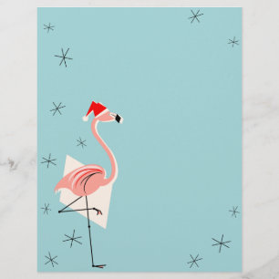 Flamingo Santa Blue Letterhead
