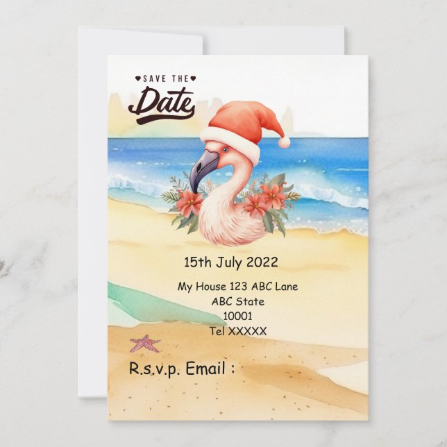 Flamingo Santa Claus Weihnachten im Juli Einladung (Vorderseite)