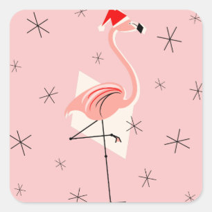 Flamingo Santa Pink Aufkleber