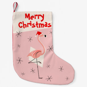 Flamingo Santa Pink Frohe Weihnachten einseitig Kleiner Weihnachtsstrumpf
