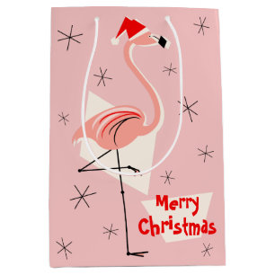 Flamingo Santa Pink Frohe Weihnachtsmittel Mittlere Geschenktüte