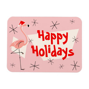 Flamingo Santa Pink Happy Holidays flexibel Magnet