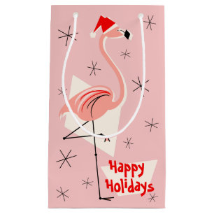Flamingo Santa Pink Happy Holidays kleine Geschenktüte