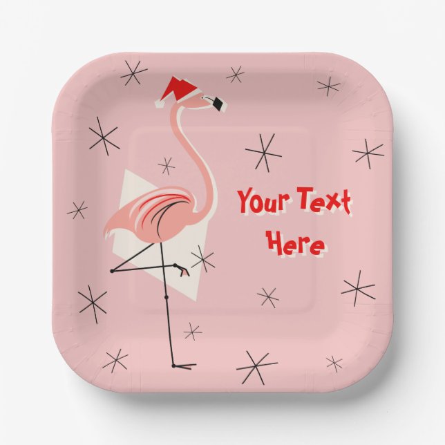 Flamingo Santa Pink Papierplatte Pappteller (Vorderseite)