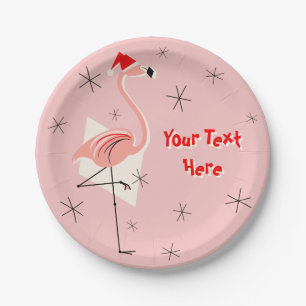 Flamingo Santa Pink Papierplatte Pappteller