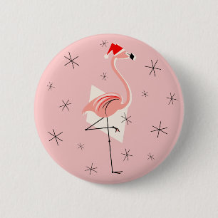 Flamingo Santa Pink Taste rund Button