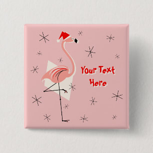 Flamingo Santa Pink Textfeld Quadrat Button